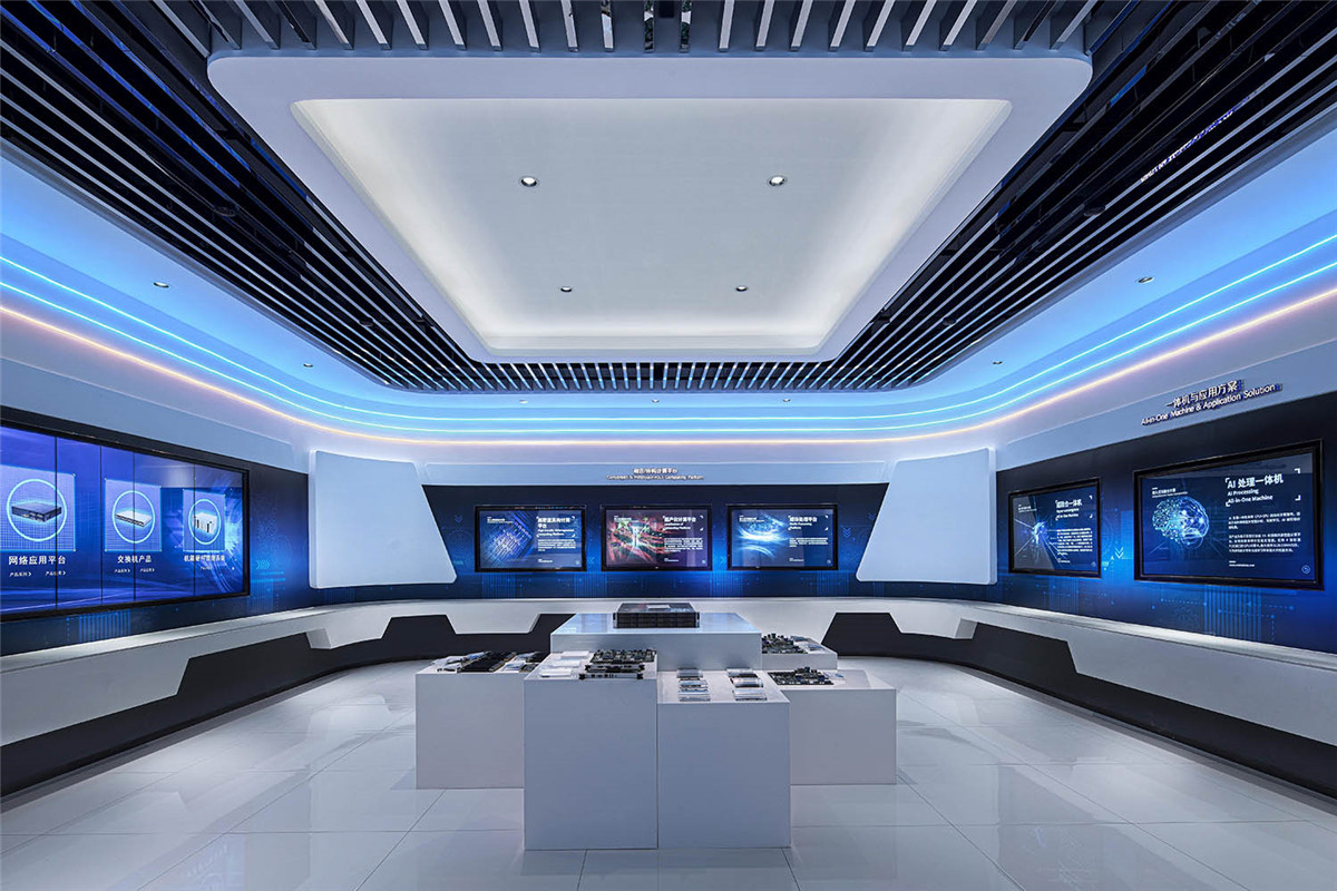 鄭州辦公展廳設(shè)計(jì)-恒智科技公司展廳裝修實(shí)景圖
